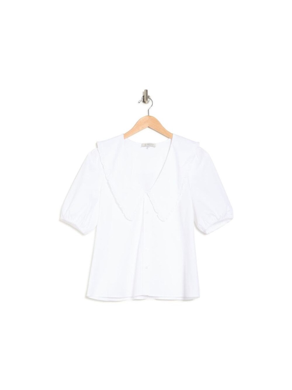 Wayf White Peter Pan Collar Puff Sleeve Blouse